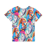 90s Fishing Babe - Kids & Youth Performance Jersey - Playing Hooki