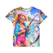 90s Fishing Babe - Kids & Youth Performance Jersey - Playing Hooki