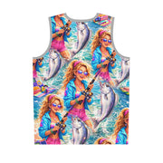 90s Fishing Babe - Mesh Tank Jersey - Playing Hooki