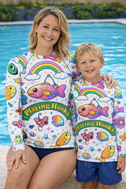 Big Fish Little Fish Bundle - 90s Stickers - 2 x Rashies - Playing Hooki