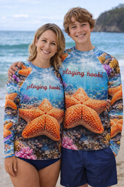 Big Fish, Little Fish Bundle - Orange Starfish - 2 x Rashies - Playing Hooki