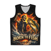 Born To Fish Skeleton - Mesh Tank Jersey - Playing Hooki