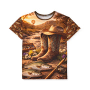 Cowgirl at Sunset - Kids & Youth Performance Tee - Playing Hooki