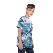 Dolphin Fish Jumping - Kids & Youth Performance Jersey - Playing Hooki