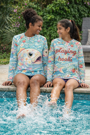 Floral Strawberry Fish - Big & Little Rashie UV Protection Bundle - Playing Hooki