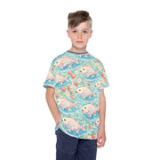 Floral Strawberry Fish - Kids & Youth Performance Jersey - Playing Hooki
