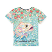 Floral Strawberry Fish - Kids & Youth Performance Jersey - Playing Hooki