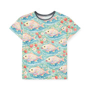 Floral Strawberry Fish - Kids & Youth Performance Jersey - Playing Hooki