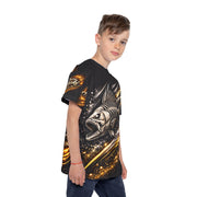 Golden Skeleton Bass - Kids & Youth Performance Jersey - Playing Hooki