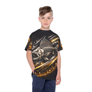 Golden Skeleton Bass - Kids & Youth Performance Jersey - Playing Hooki