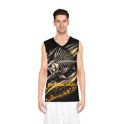 Golden Skeleton Bass - Mesh Tank Jersey - Playing Hooki