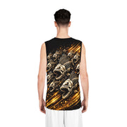 Golden Skeleton Bass - Mesh Tank Jersey - Playing Hooki