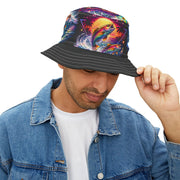 Neon Fishing Skeleton - Bucket Hat - Playing Hooki