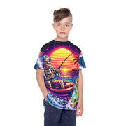 Neon Fishing Skeleton - Kids & Youth Performance Jersey - Playing Hooki
