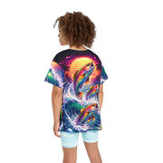 Neon Fishing Skeleton - Kids & Youth Performance Jersey - Playing Hooki