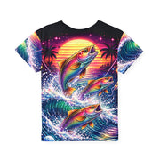 Neon Fishing Skeleton - Kids & Youth Performance Jersey - Playing Hooki