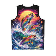 Neon Fishing Skeleton - Mesh Tank Jersey - Playing Hooki