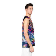 Neon Fishing Skeleton - Mesh Tank Jersey - Playing Hooki