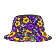 Neon Hibiscus Gamer - Bucket Hat - Playing Hooki