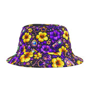 Neon Hibiscus Gamer - Bucket Hat - Playing Hooki