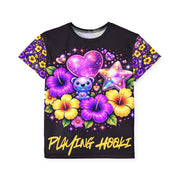 Neon Hibiscus Gamer - Kids & Youth Performance Jersey - Playing Hooki