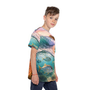 Ocean Waves & Fish - Kids & Youth Performance Jersey - Playing Hooki