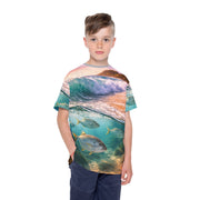 Ocean Waves & Fish - Kids & Youth Performance Jersey - Playing Hooki