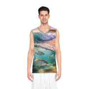 Ocean Waves & Fish - Mesh Tank Jersey - Playing Hooki