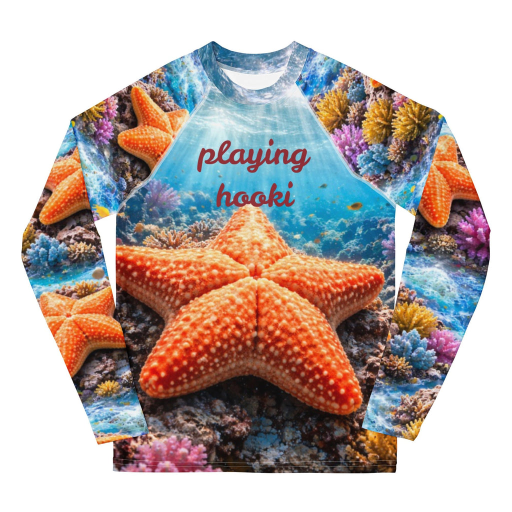 Orange Starfish Rashie - Youth UV Protection - Playing Hooki
