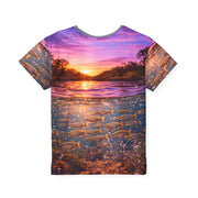 Sunset River Fishing - Kids & Youth Performance Jersey - Playing Hooki
