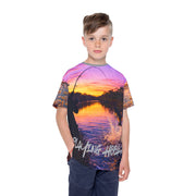 Sunset River Fishing - Kids & Youth Performance Jersey - Playing Hooki