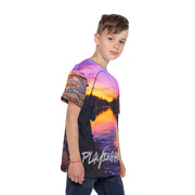 Sunset River Fishing - Kids & Youth Performance Jersey - Playing Hooki