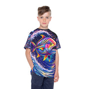 Vibrant Neon Bass - Kids & Youth Performance Jersey Tee - Playing Hooki