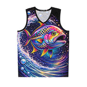 Vibrant Neon Bass - Mesh Tank Jersey - Playing Hooki