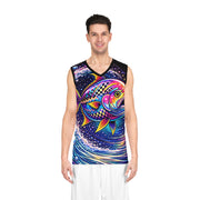 Vibrant Neon Bass - Mesh Tank Jersey - Playing Hooki