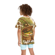 Vintage Child Fishing - Kids & Youth Performance Jersey - Playing Hooki