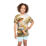 Vintage Child Fishing - Kids & Youth Performance Jersey - Playing Hooki