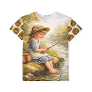Vintage Child Fishing - Kids & Youth Performance Jersey - Playing Hooki