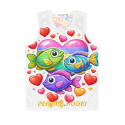 Y2K Kawaii Fish Hearts - Mesh Tank Jersey - Playing Hooki